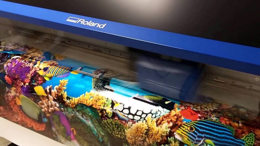 Print detail coming off the press
